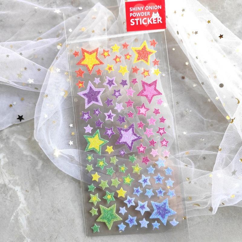 Gold Glitter Spark Heart Star Animal Cown DIY Stickers Self-adhesive New Year Gift for Kid Face Scrapbook Decora Bright Stickers