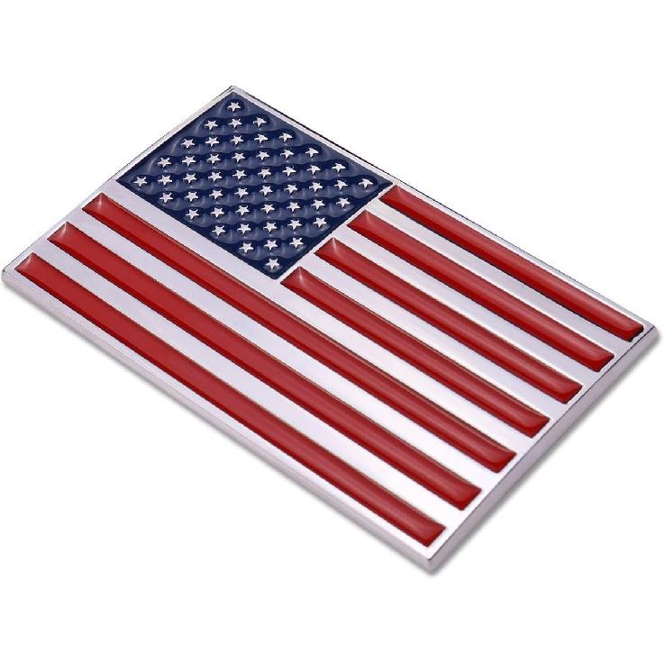 3D American Flag Metal Car Sticker, 3.15" X 2" USA Flag Decal, Zinc Alloy Emblem For Truck, Car, Motocycle, Boat (Original)
