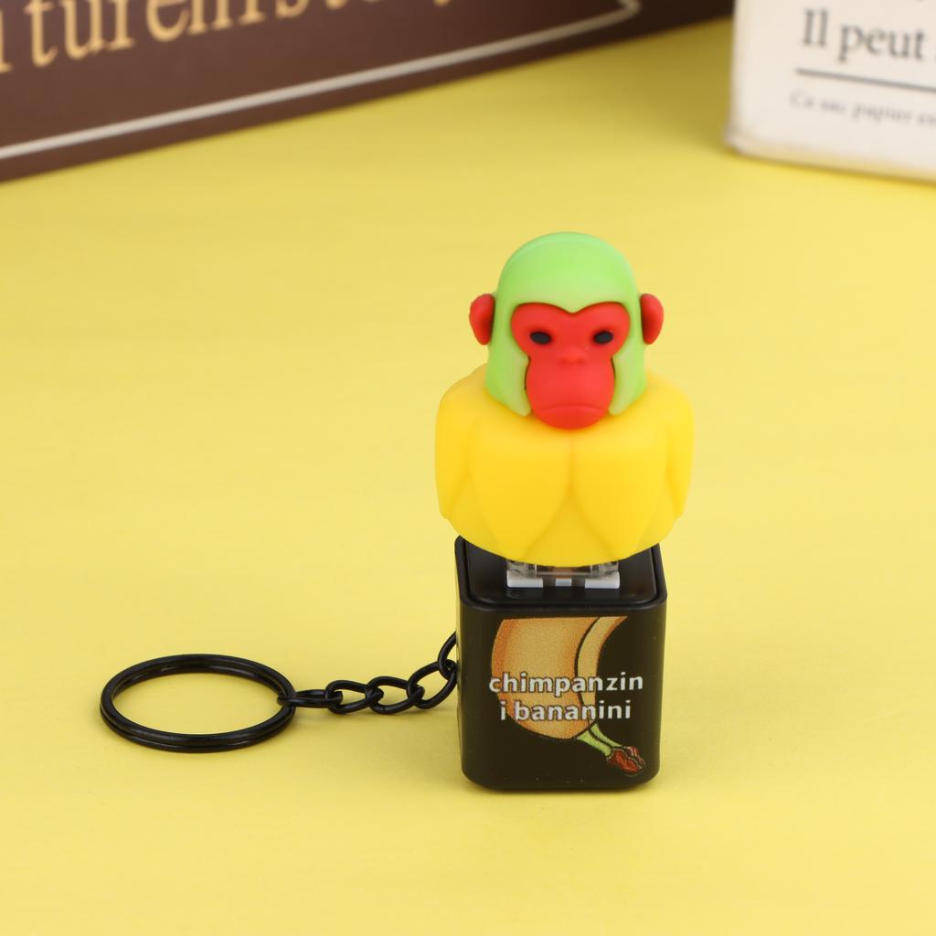 Creative Monkey Keyboard Figure With Voice Decompression Button Keychain Pendant Fun Decompression Toy