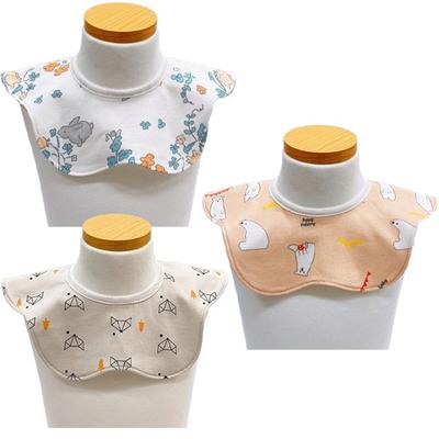 Luxury Baby Infant Cotton Waterproof Rolling Bib 3-piece Set, Polar Bear, Fox, Pure, 1 Set