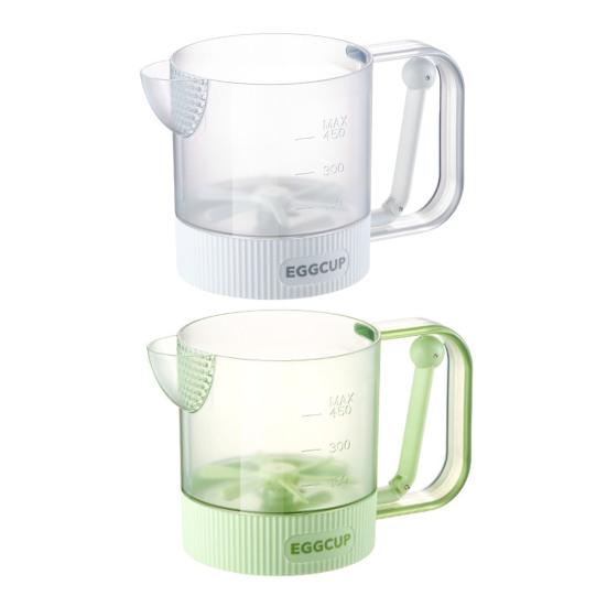 Ręczny trzepak do jajek Kuchenny trzepak do jajek z dziobkiem filtrującym Mieszadło do jajek zapobiegające rozlewaniu Obsługa jedną ręką Kubek do mieszania sosów Winaigrette