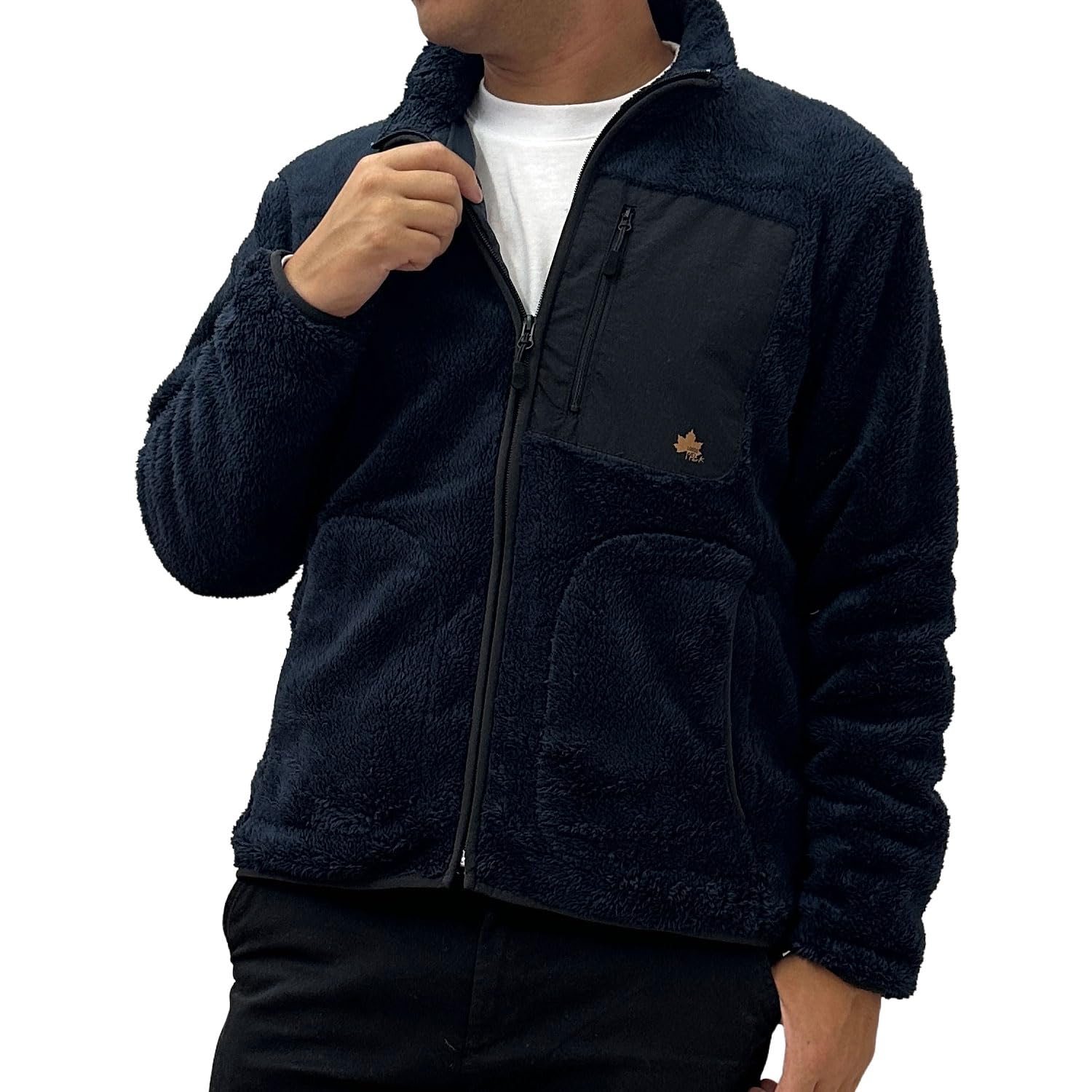 

Logo Spark Men s Fleece-Lined Jacket with Separate Pockets, Available in M, L, and LL (JP, Alphabet, LL, Navy)