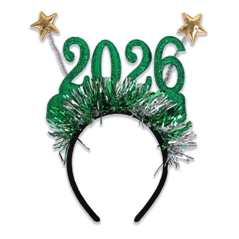 Cute 2026 Happy New Year Headband Sequin New Year Decorative Glasses  New Year Dress Up