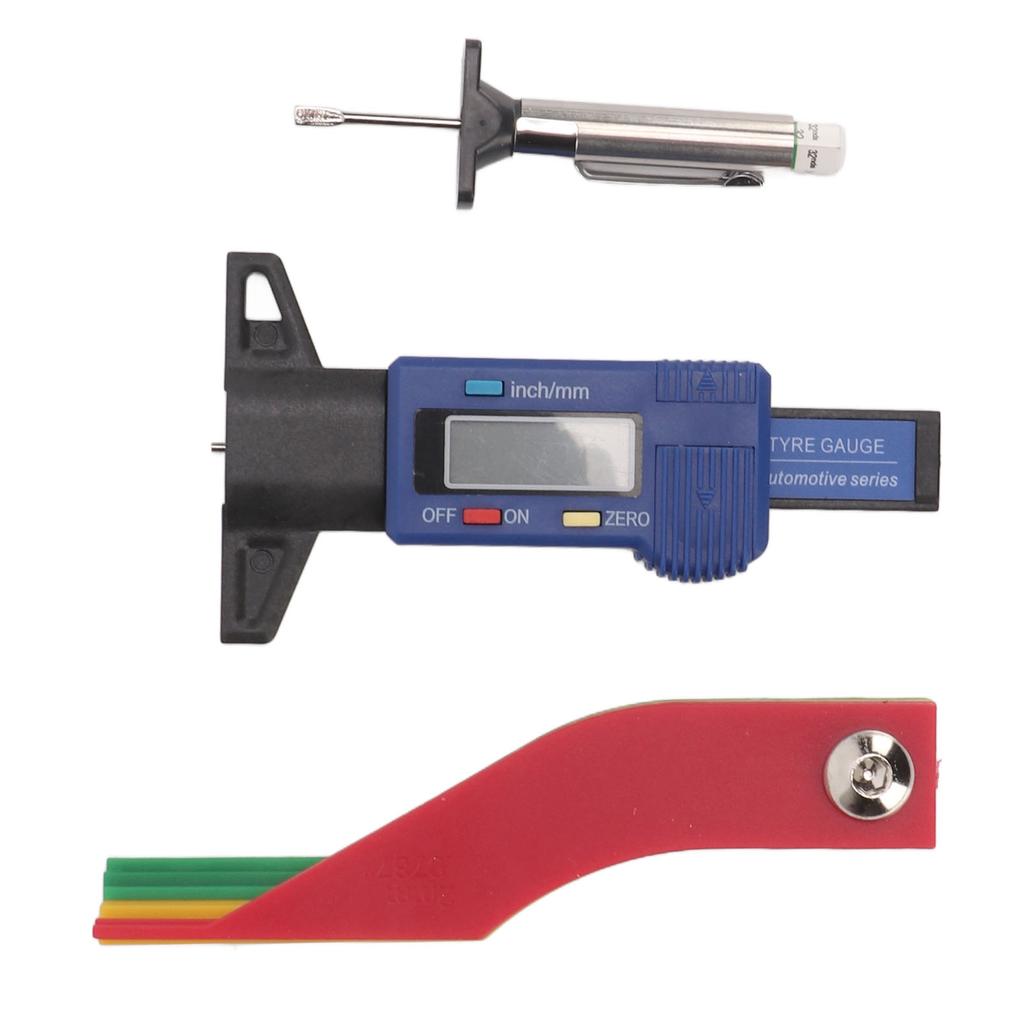 Digital Tire Tread Gauge Color Coded Depth Measurement Tool Handheld Portable for Car Truck Disc Drum Brake Pads