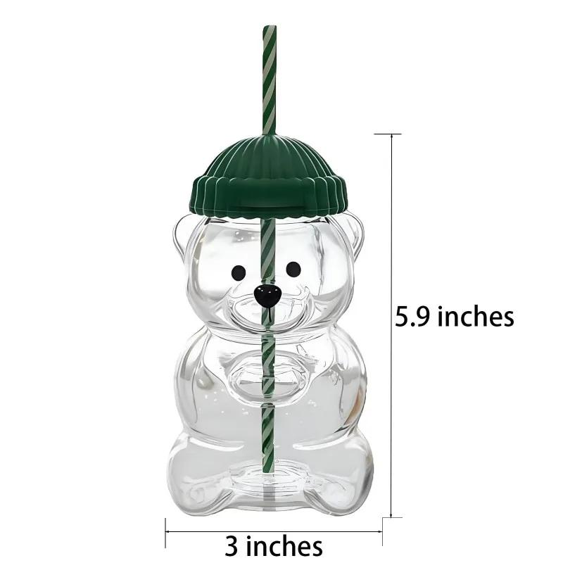 New Cute Bear Straw Cup 500ML Cartoon Creative Coffee Cup Juice Cup Mug For Birthday Christmas Gift Milk Tea Cup With Lid Decor