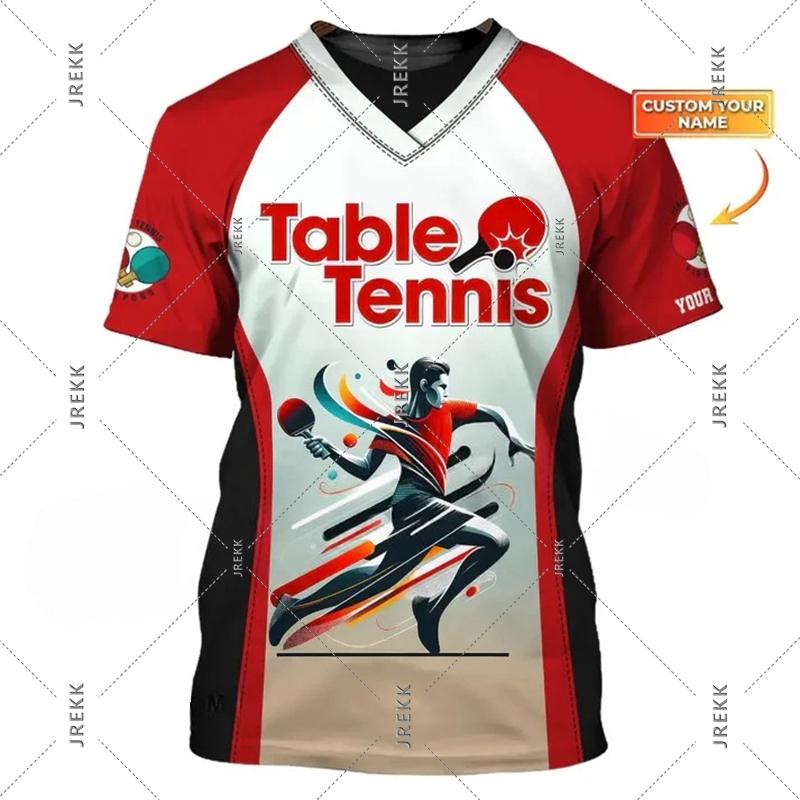T-shirt de Tennis de Table pour Hommes Vêtements Séchage Rapide Ping Pong Manches Courtes Col Rond T-shirts Été Sports Nom Personnalisé T-shirt Top Homme