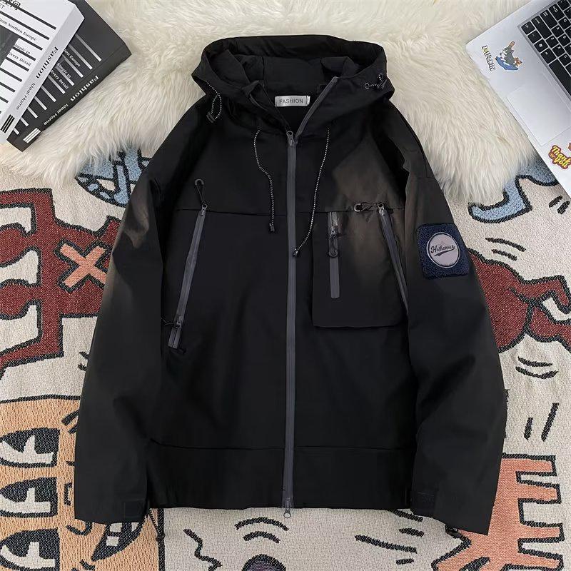 Men's Trendy Waterproof Mountain Windbreaker Jacket - Functional, Loose-Fit Outdoor Mountaineering and Workwear Style