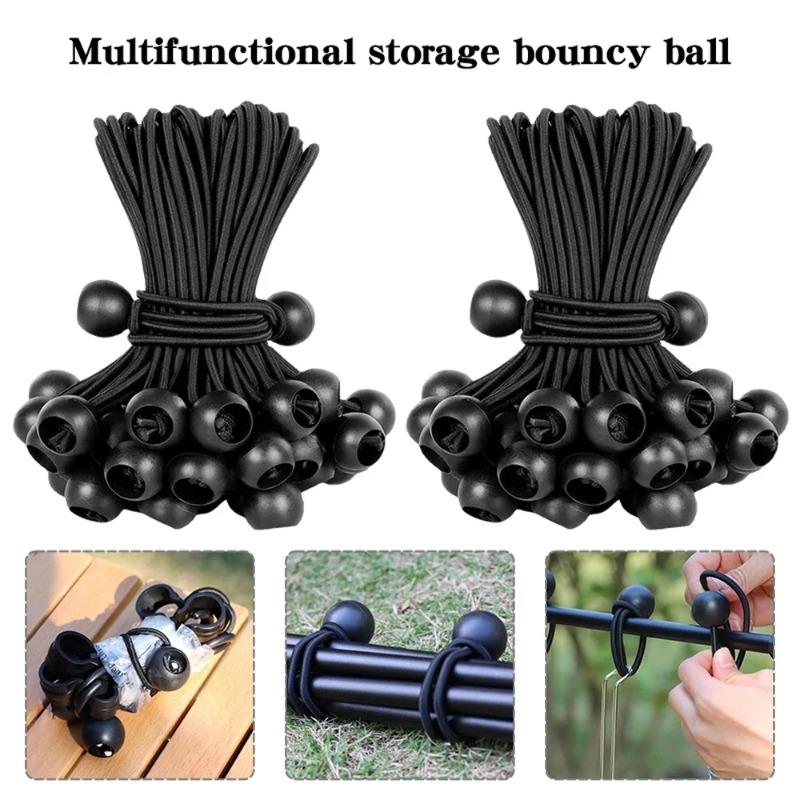 5/10/20PCS Cordes Élastiques Bungee Extérieures Corde à Bille Sangles de Fixation Portables pour Tente pour Bâche Auvent Tente de Camping Accessoires