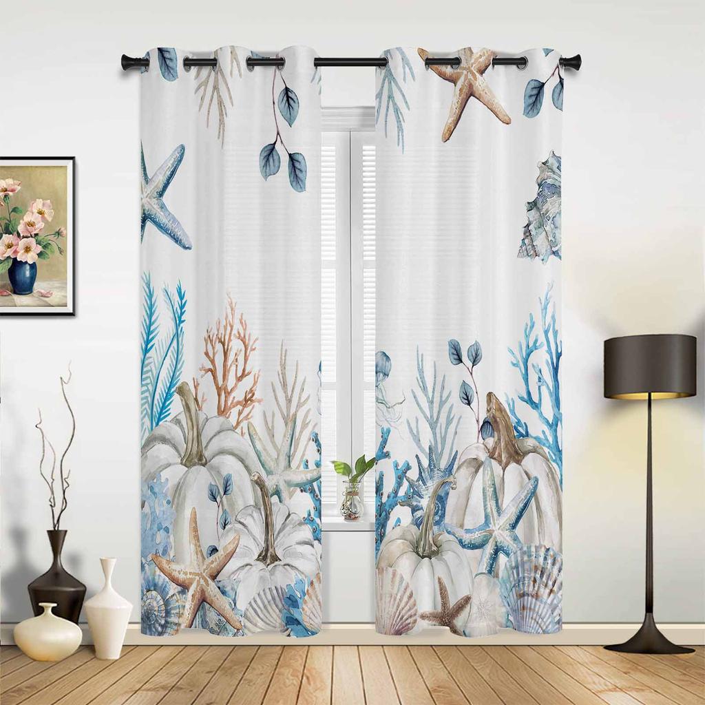 Herbstblätter Kürbis Pilz Igel Vorhänge für Schlafzimmer Wohnzimmer Vorhänge Küche Kinderzimmer Fenstervorhang Heimdeko