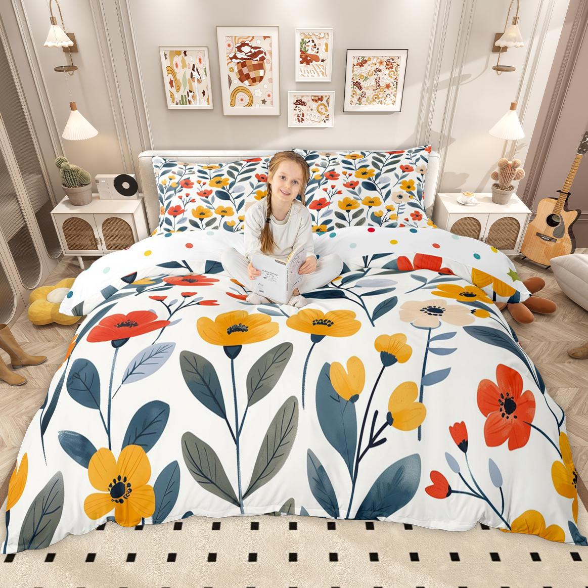 

Comforter Homewish Chic Blossoms For Girls Watercolor Flower Floral Comforter Set Garden Theme Bed Set Comforter (quilt)-EU Single(135*200cm)3pcs