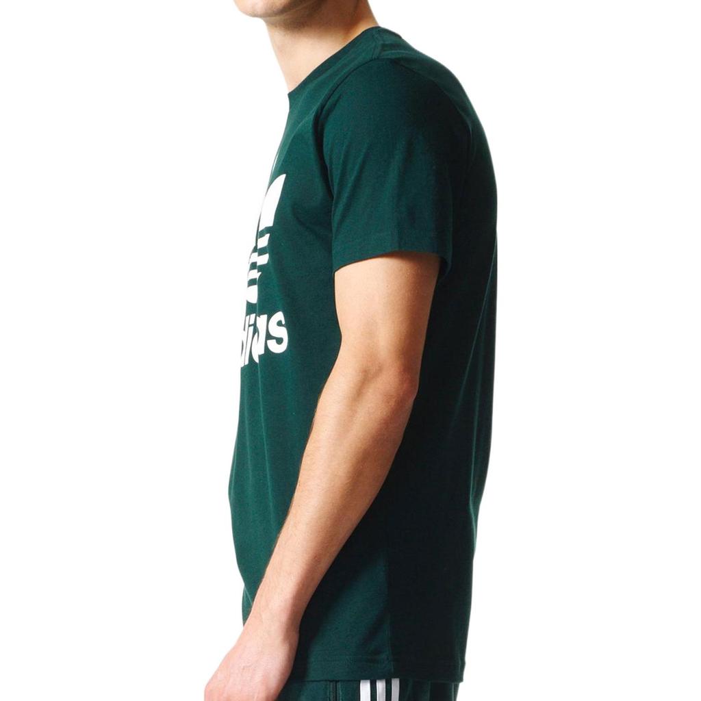 Adidas Originals Trefoil Logo Print Crew Neck T-Shirt Men Tops Green BQ7934