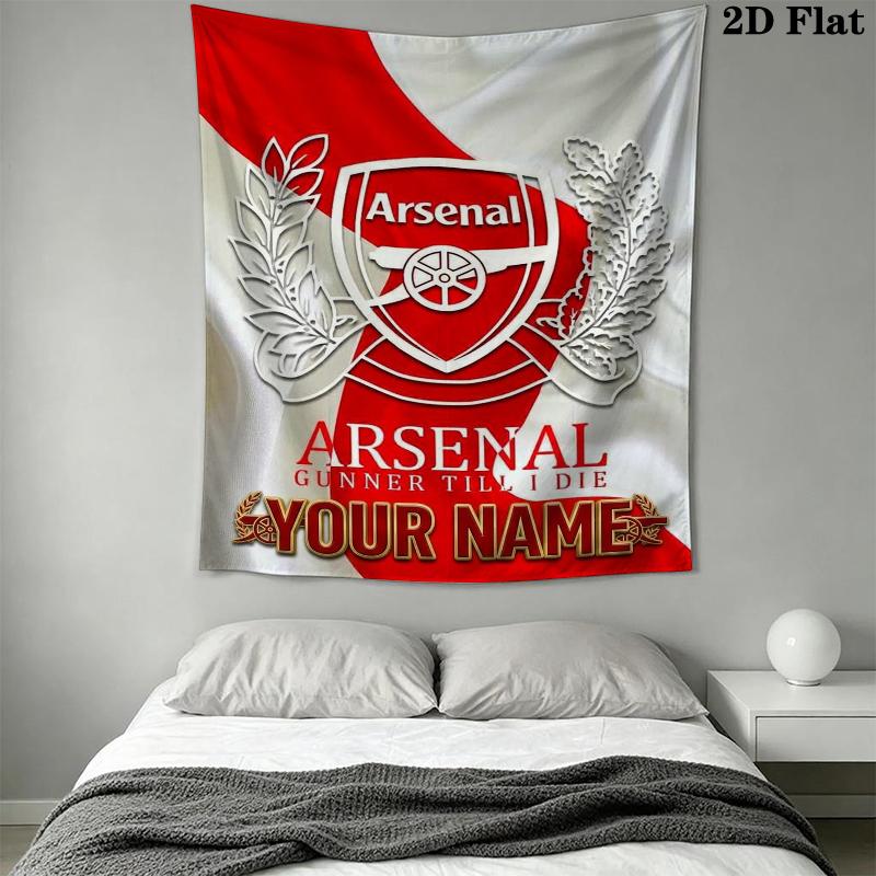 Custom Name Arsenal Wall Tapestry Aesthetic Wall Hanging Printed Fabric Blanket Decorative Tapestries for Bedroom Living Room Home Decor