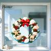 Waterproof Glass Window Film Ocean Style Christmas Wreath Stickers, PVC Static Decals with Sunproof Stickers Conch And Shell Elements, Seaside Clings