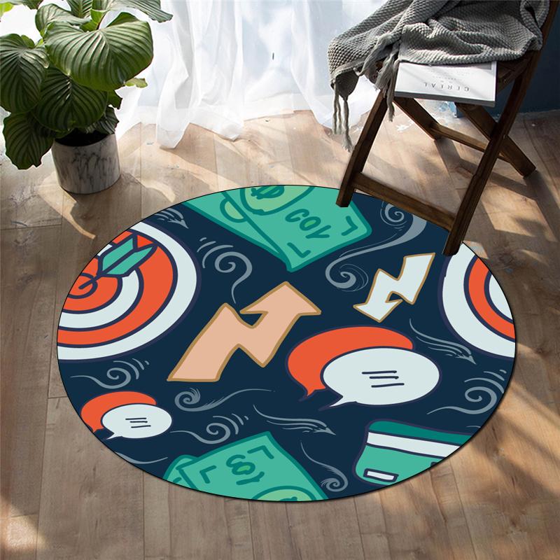 Cartoon-Druck Heimdekoration runder Teppich Wohnzimmermatte Kinderboden runder Teppich Yogamatte Schlafzimmer Gaming-Stuhlmatte