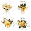8PCS Yellow Artificial Wedding Flowers Set Bridal Bouquet Boutonnieres Corsage for Wedding Ceremony Anniversary Prom Decor