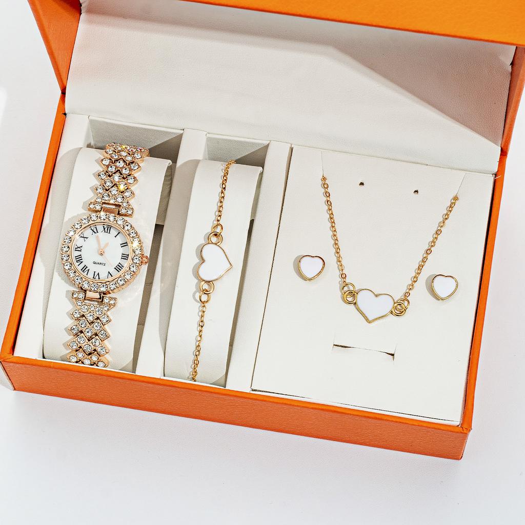 Romersk Diamantarmbandsur, Trendigt Kvartsarmbandsur Fullt med Diamanter