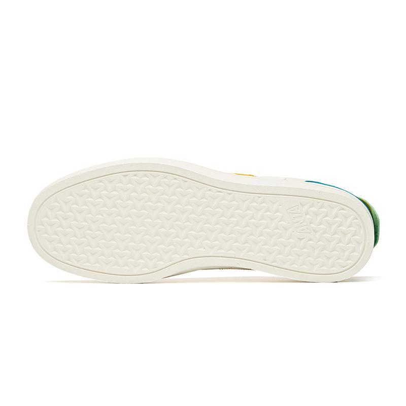 Anta Leather Casual Non-Slip Shock Absorption Low-Top Sneakers Men Sneakers White Yellow 912118009-6