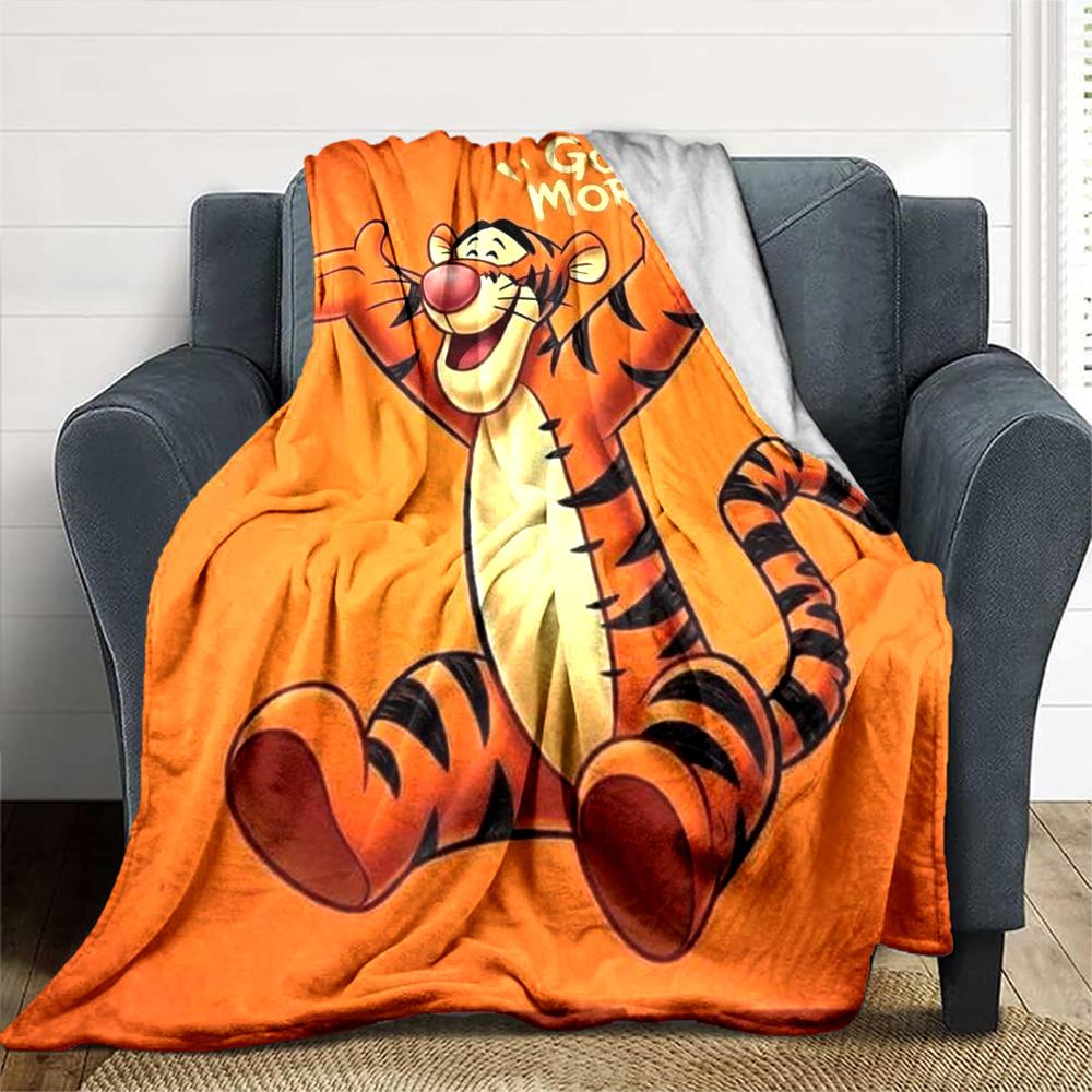 Good Tigger Flannel Blanket Super Soft Warm Cozy Blanket For Sofa Bed Office Travel Allseason Home Decor Gift