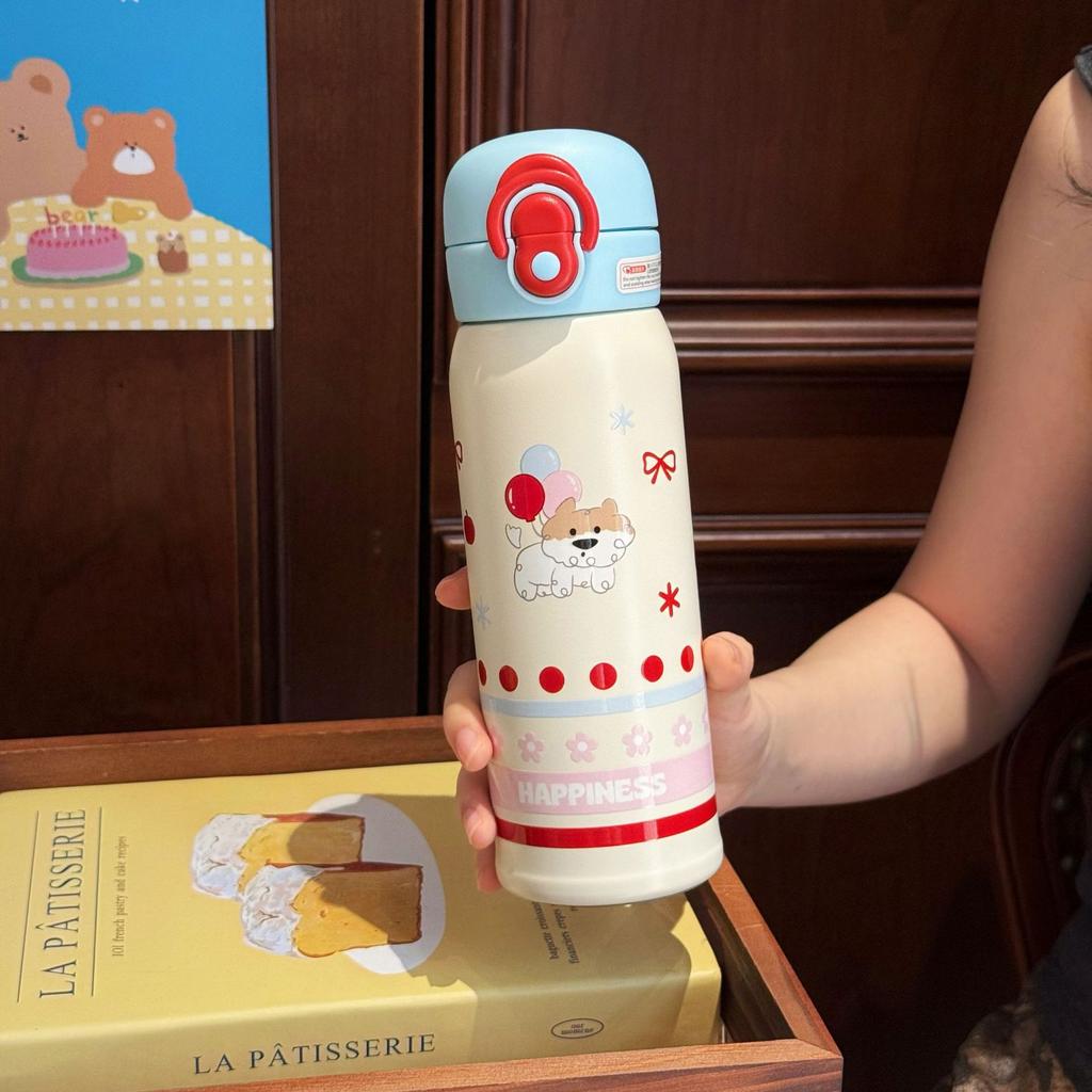 Dröm dubbel drickkopp dubbel drickning med vinden termoskopp kvinnlig söt student rostfritt stål vattenkopp med sugrör direkt drickning