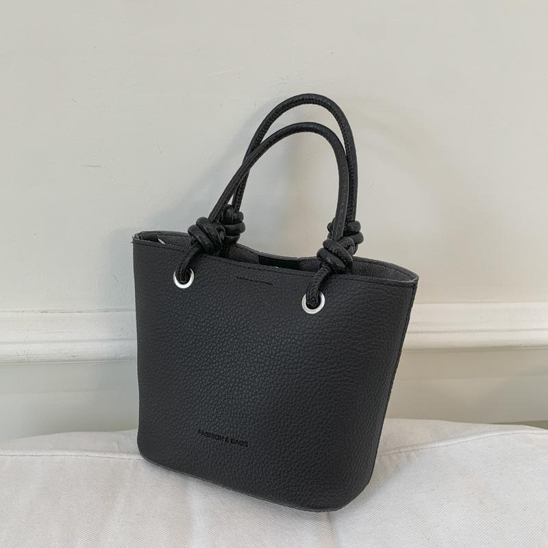 High-end Lychee Pattern Bucket Bag, Hand-held Vegetable Basket Bag, Fashionable Single-shoulder Crossbody Bag