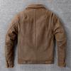 Classic 1930S Style Brown Uncoated Genuine Cow Men Leather Jacket Soft Slim Fit Men's Natural Cowhide Coat Autumn