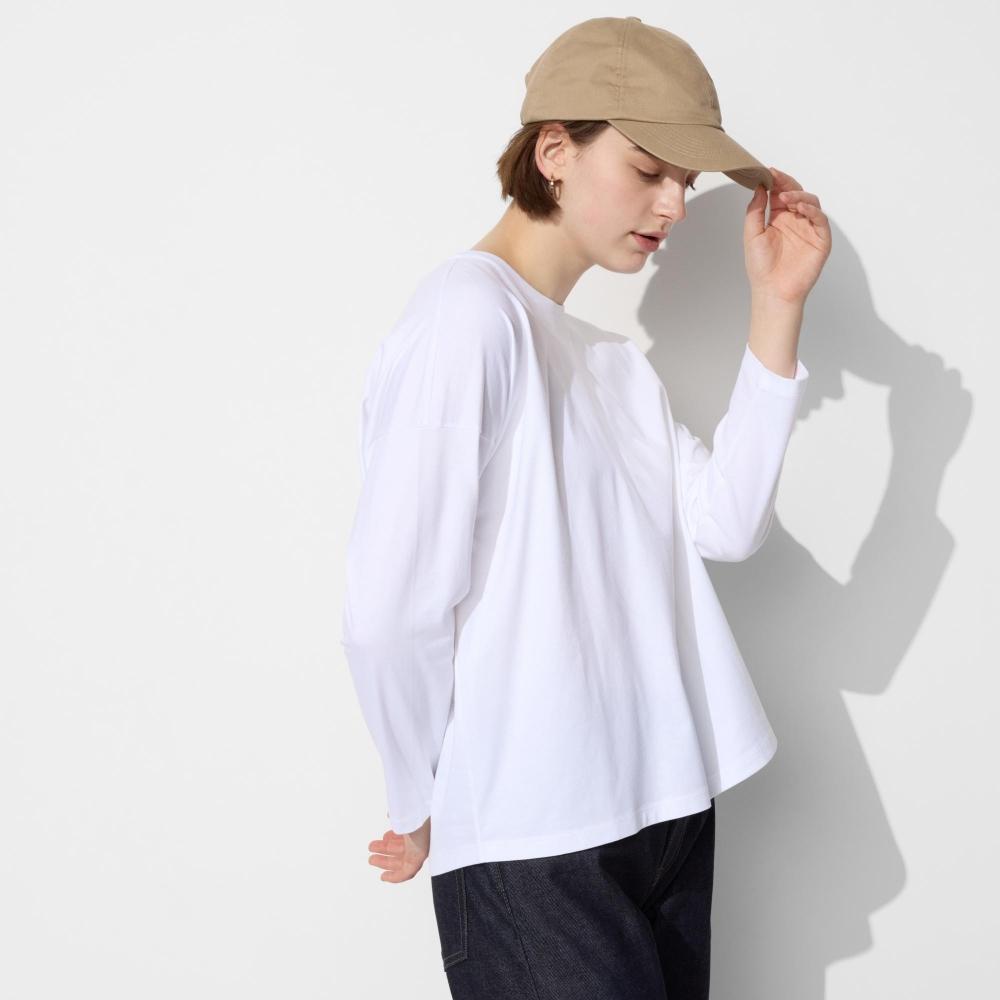

Uniqlo Гладкий Хлопок Расслабляющая Футболка Длинный Рукав 09 BLACK/WOMEN S