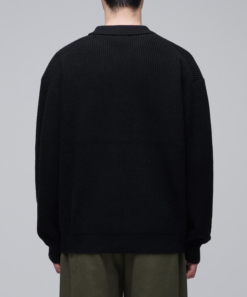 Musinsa Standard Oversized Ribbed Collared Cardigan [Black]