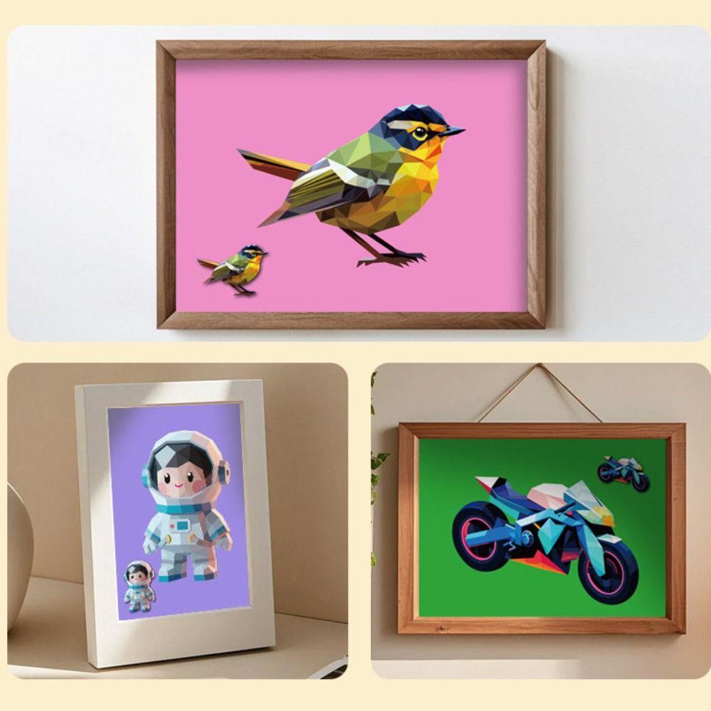 Paper DIY Paste Material Kit Handmade Animals Sticker Book 3D Geometric Sticker Books  Kids