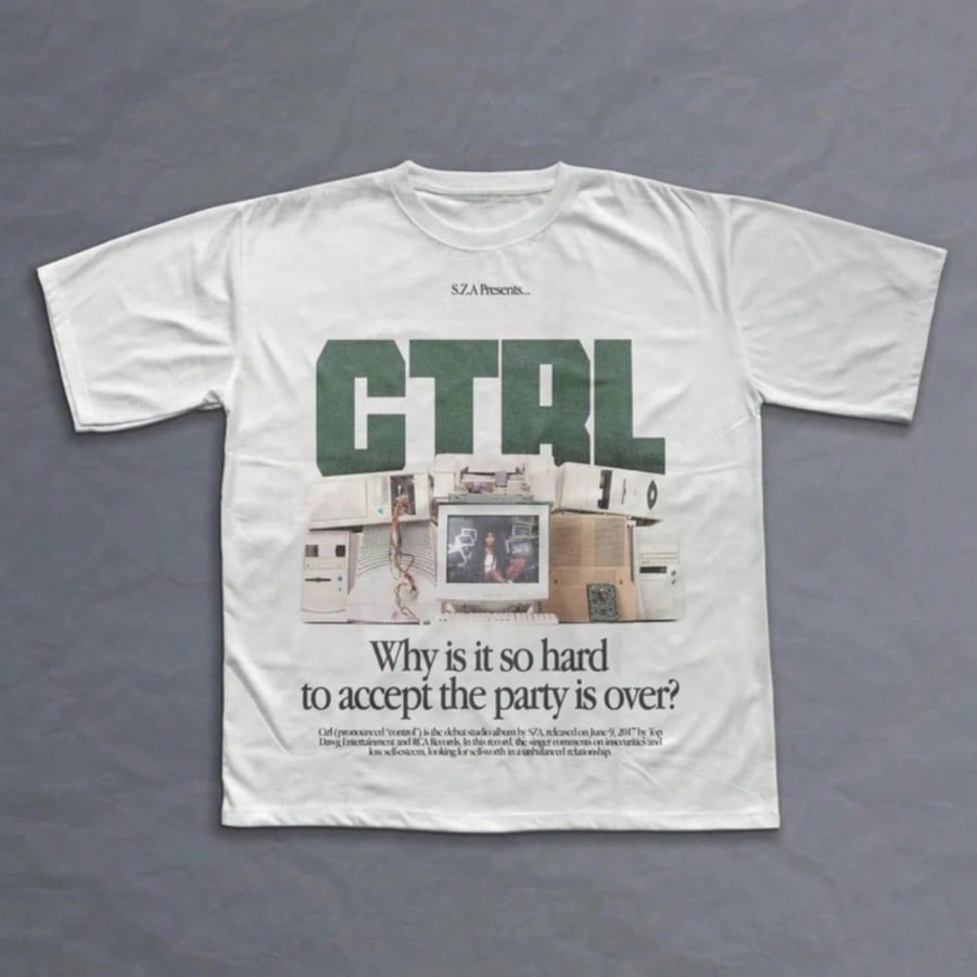 Men Women Summer Clothing Cotton CTRL Graphic Letter Print Round Neck T-Shirt Business Casual Women's Short Sleeve Sports Tops