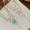 Flower Pendant Layered Necklace Gold Plated Colorful  Chain Choker Y2K Aesthetic Jewelry For Women