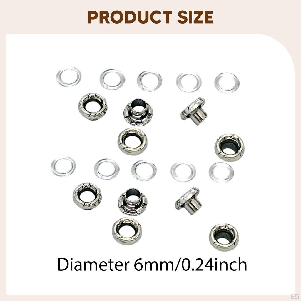 10 Eyelets with Washers – Easy-to-mount Metal Eyelet Set for Bags, Shoes, Upholstered Furniture