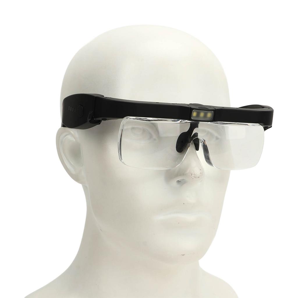 Kopfmontierte Vergrößerungsbrille mit 5 Linsen, 3 LED-Leuchten, 2-fach einstellbarer Helligkeit, Stirnband-Vergrößerungsglas, 3,7V