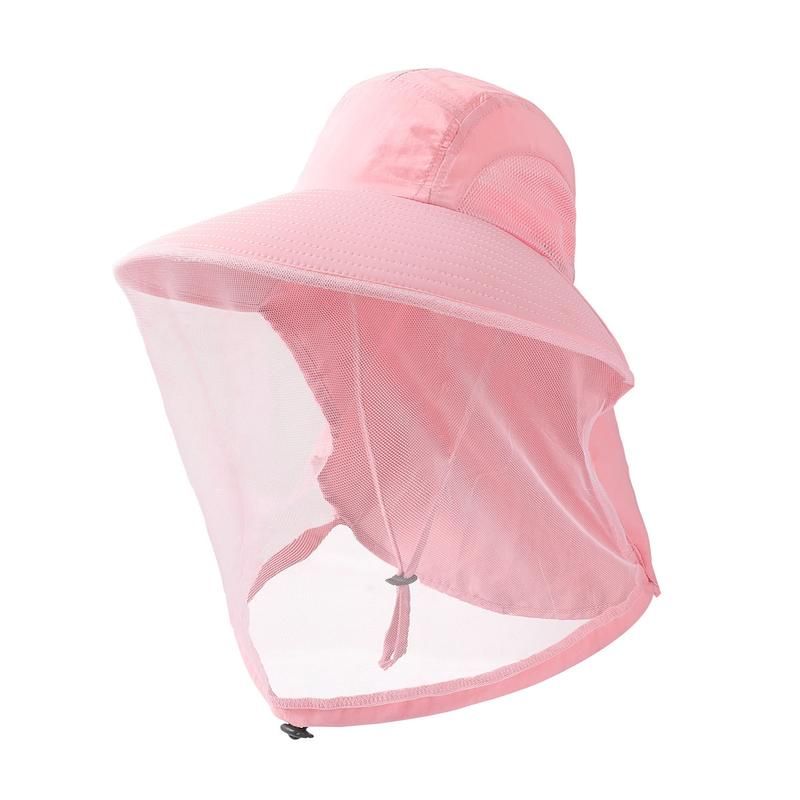 

Hat Anti Mosquito Cap Summer Hood Sun-Proof Bucket Hat Sun Shade UV Protection Hiking Sun Outdoor Quick-Drying Fishing Pink One size
