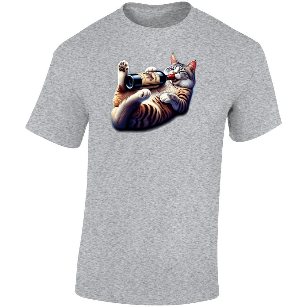 Cat Wine Enthusiast: Funny Unisex T-Shirt New Novelty Cat Drinking Wine T Shirt S