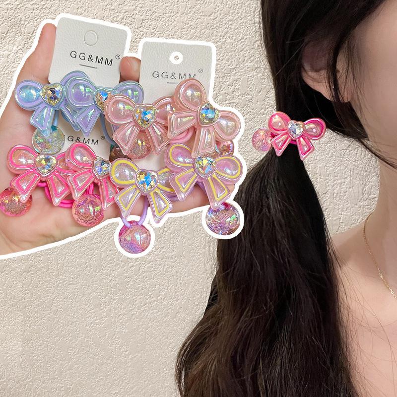 2 STÜCKE Neue Niedliche Diamantbesetzte Große Schleife Prinzessin Kopfschmuck Kinder Elastische Haarbänder Kinder Haarseile Mädchen Haaraccessoires