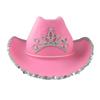 Western Cowboy Caps Pink Cowgirl Hat for Women Girl Tiara Cowgirl Hat Holiday Costume Party Hat Feather Edge Fedora Cap