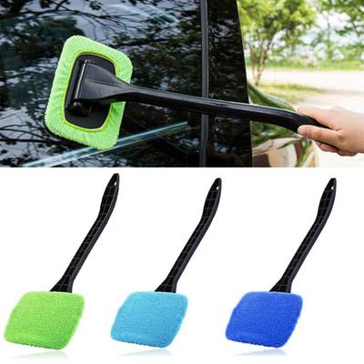 Windshield Cleaning Tool 16-inch Long Rod Window Wiper with 8 Replacement Cloth Pads Auto Window Cleaner Dirty Car Washing Brush for Cars Trucks RVs
