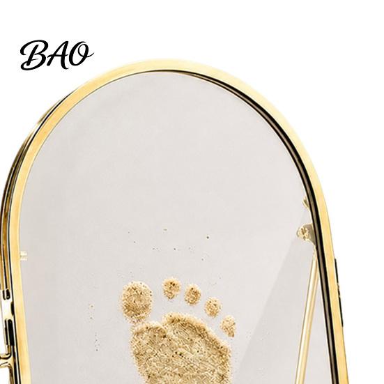 Pet Paw Print Kit Baby Keepsake Frame, DIY Sea Sand Newborn Hand Footprint Kit, Infant Handprint Mold Metal Pressed Picture Floating Cat Dog