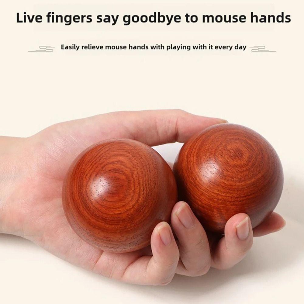 2Pcs Wooden Baoding Balls Massage Hand Exercise Massage Balls Stress Ball  Health Therapy