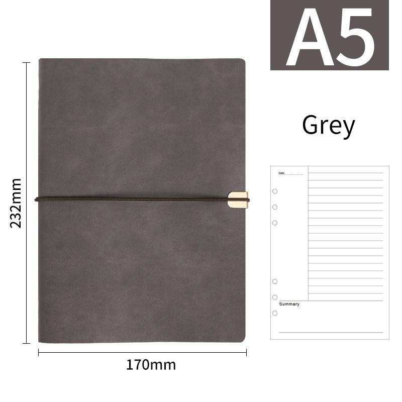 A5 B5 Business Leather Journal Notebooks 6 Ring Binder Planner with 100 Sheets  Blank Printed Loose-leaf Diary Notebook