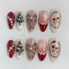 30PCS Pearl Bow Snowflake Christmas Wearable False Nail Tips (European & American Style)