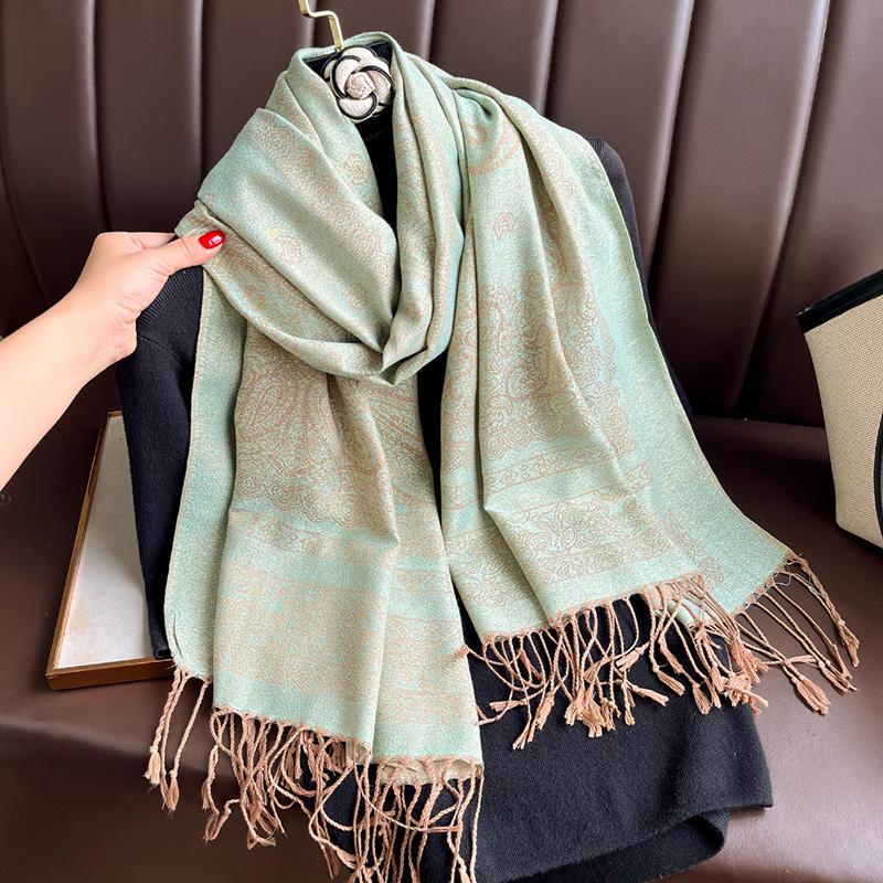 Tassel Blanket Design Pashmina Autumn Warm Shawl Wrap Cashmere Scarf Women Neckerchief Poncho Stoles Foulard Bufanda