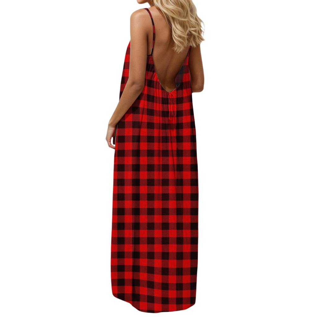 Women's casual fashionable striped checkered printed dress