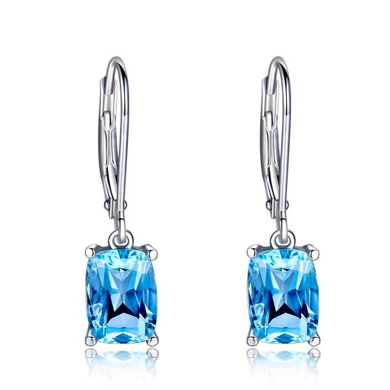 2026 New Blue Stone Hanging Earrings Women s Simple Zircon Earrings European and American Accessories