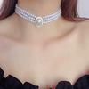 Couche Zinc Alliage de Zinc Perle Hepburnesque Accessoires de Bijouterie Choker Style Coréen Collier Femme Strass