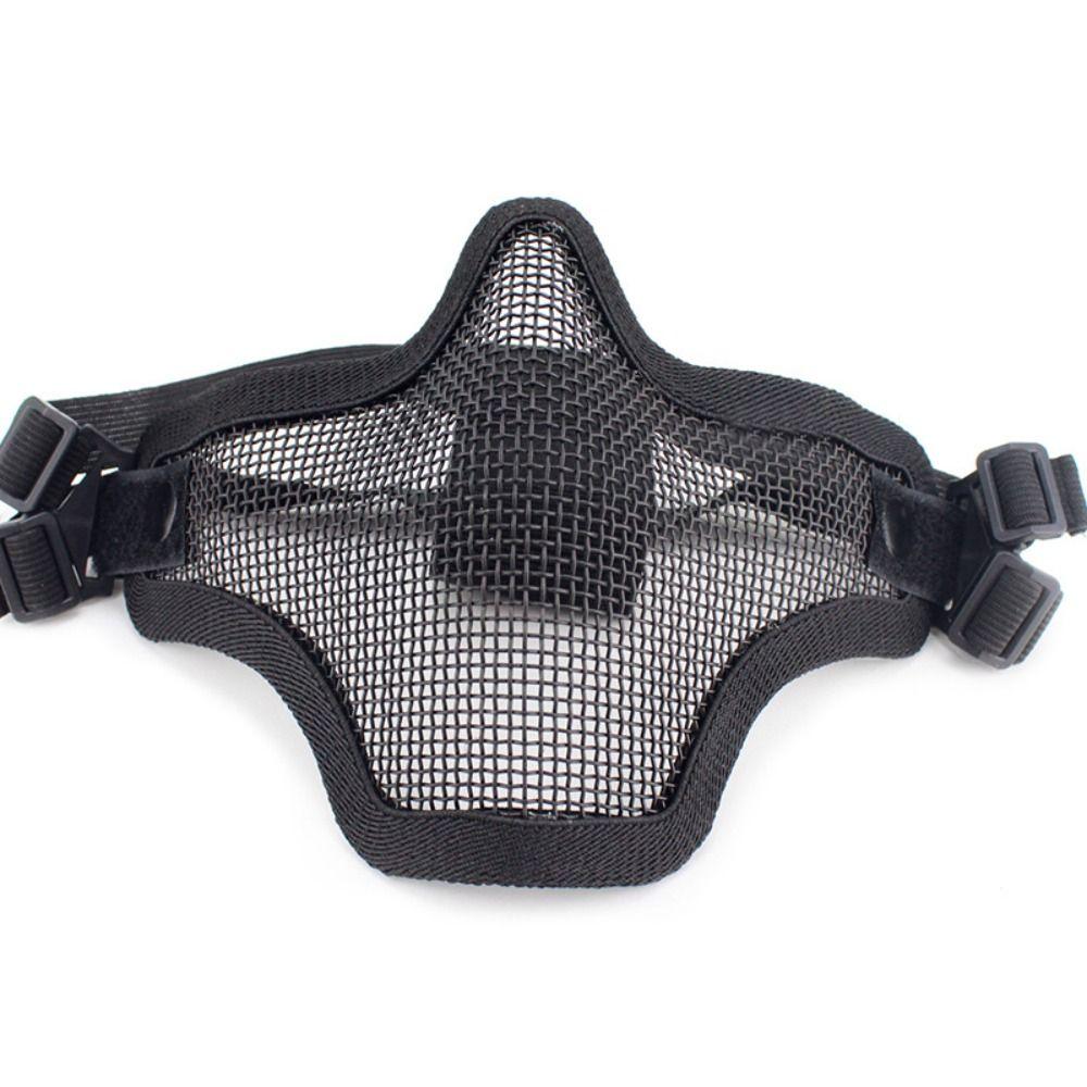 Protective Strike Metal Face Mask Adjustable Steel Mesh Mask Half Face Wire Mask  Cosplay Costume