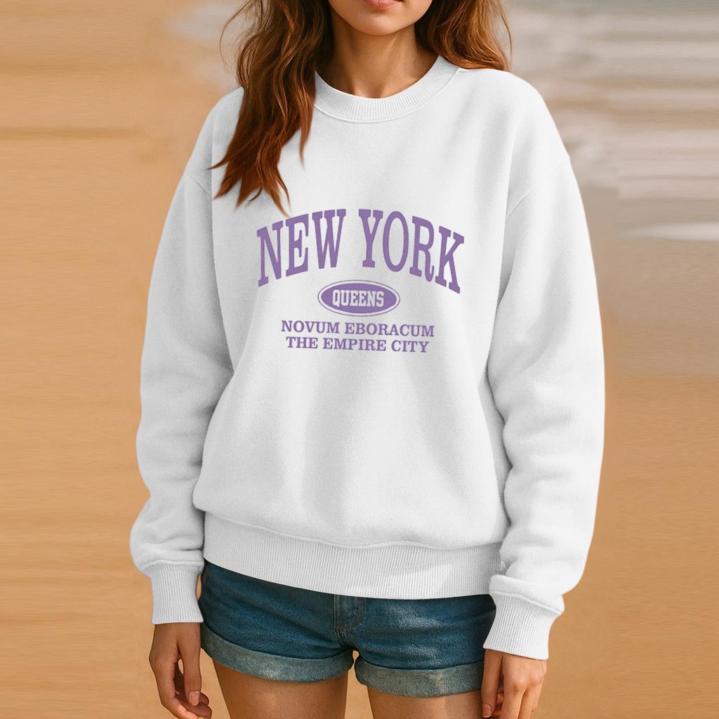 Hanorac cu gât rotund pentru femei Toamnă Hanorace grafice Vacanță Mânecă lungă Umeri căzuți Pulover