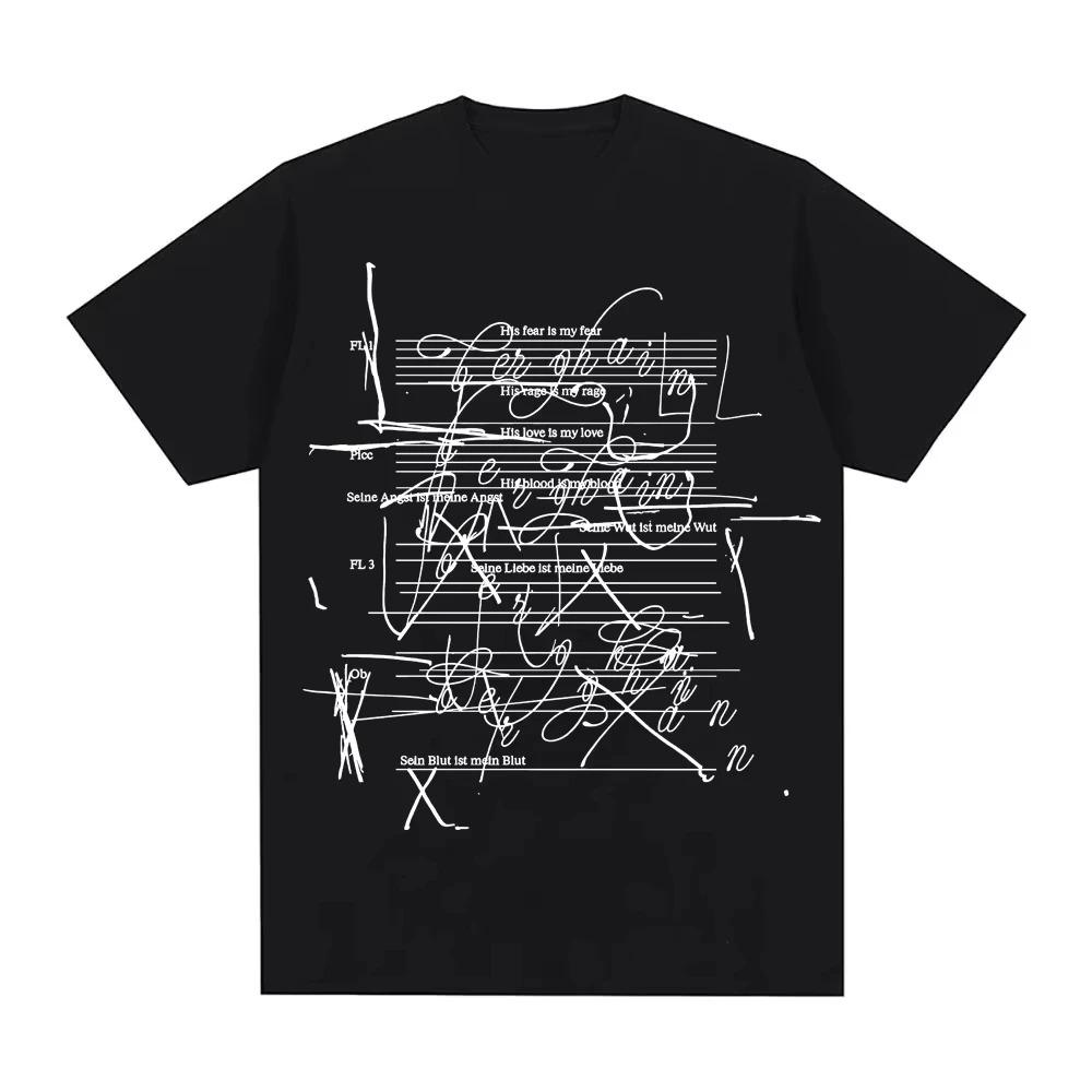 

2026 New Summer ROSALIA Same Style Yellow Music Note TShirt Korean Style Crew Neck High Quality 100 Cotton Top Tshirts S