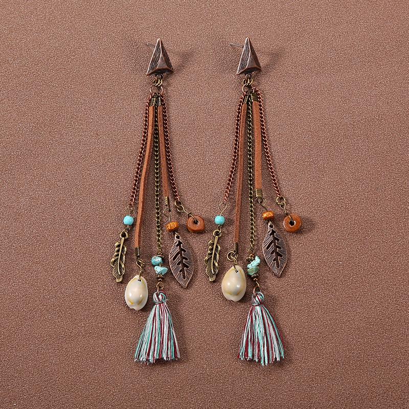 Handmade Retro Bohemian Ethnic Tassel Earrings for Women, Long Thai Style