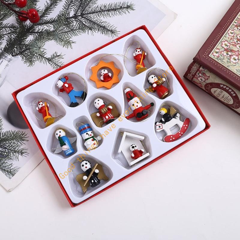 Hölzerne Puppe Weihnachtsdekoration Schneemann Weihnachtlicher Hängeanhänger Weihnachtsbaumschmuck für Heimdekoration 55KF